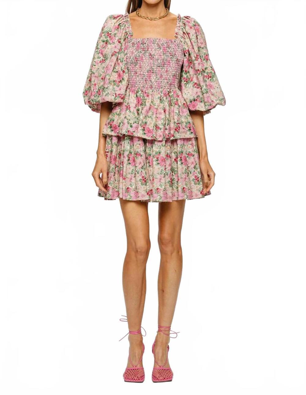NEW SOFIE THE LABEL cara floral mini dress in pink